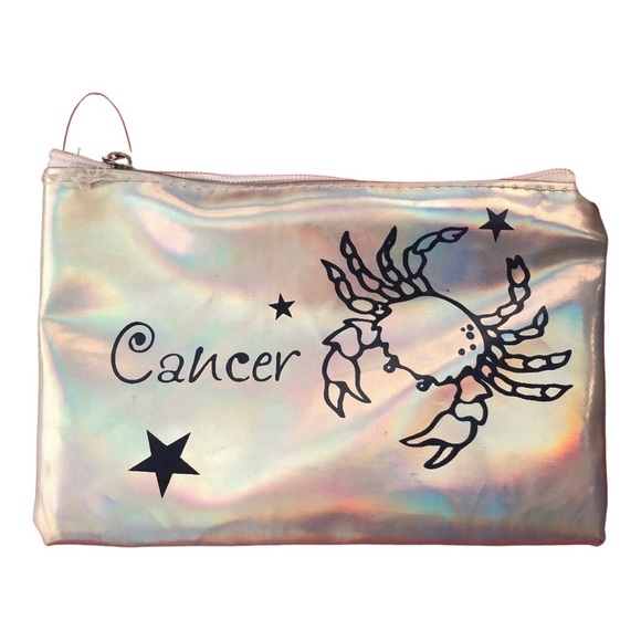 2 silver reflective Scorpion & Cancer‎ horoscope cosmetic beauty makeup bags new - Picture 5 of 6